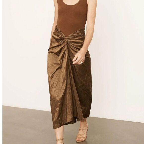 NWT Vince Metallic Twist Front Cotton Blend Skirt size 6 $395 - Picture 4 of 4